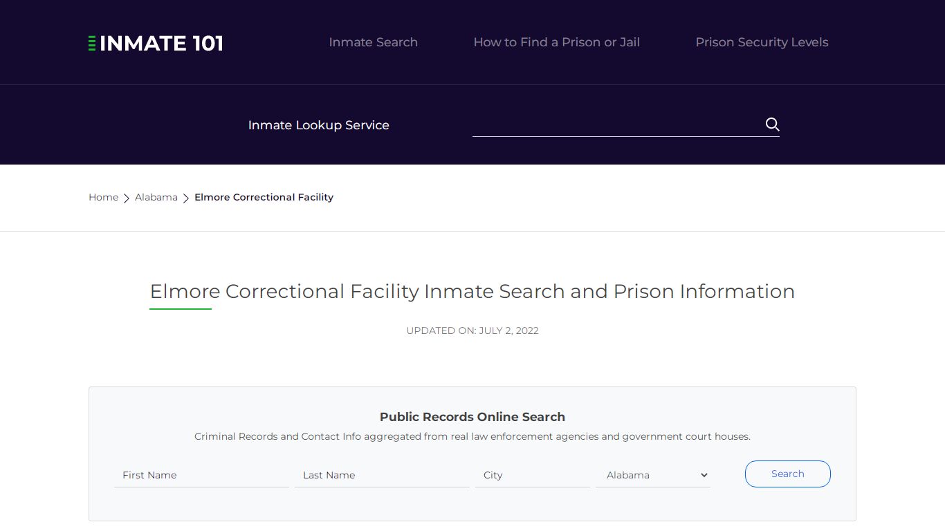 Elmore Correctional Facility Inmate Search, Visitation ...